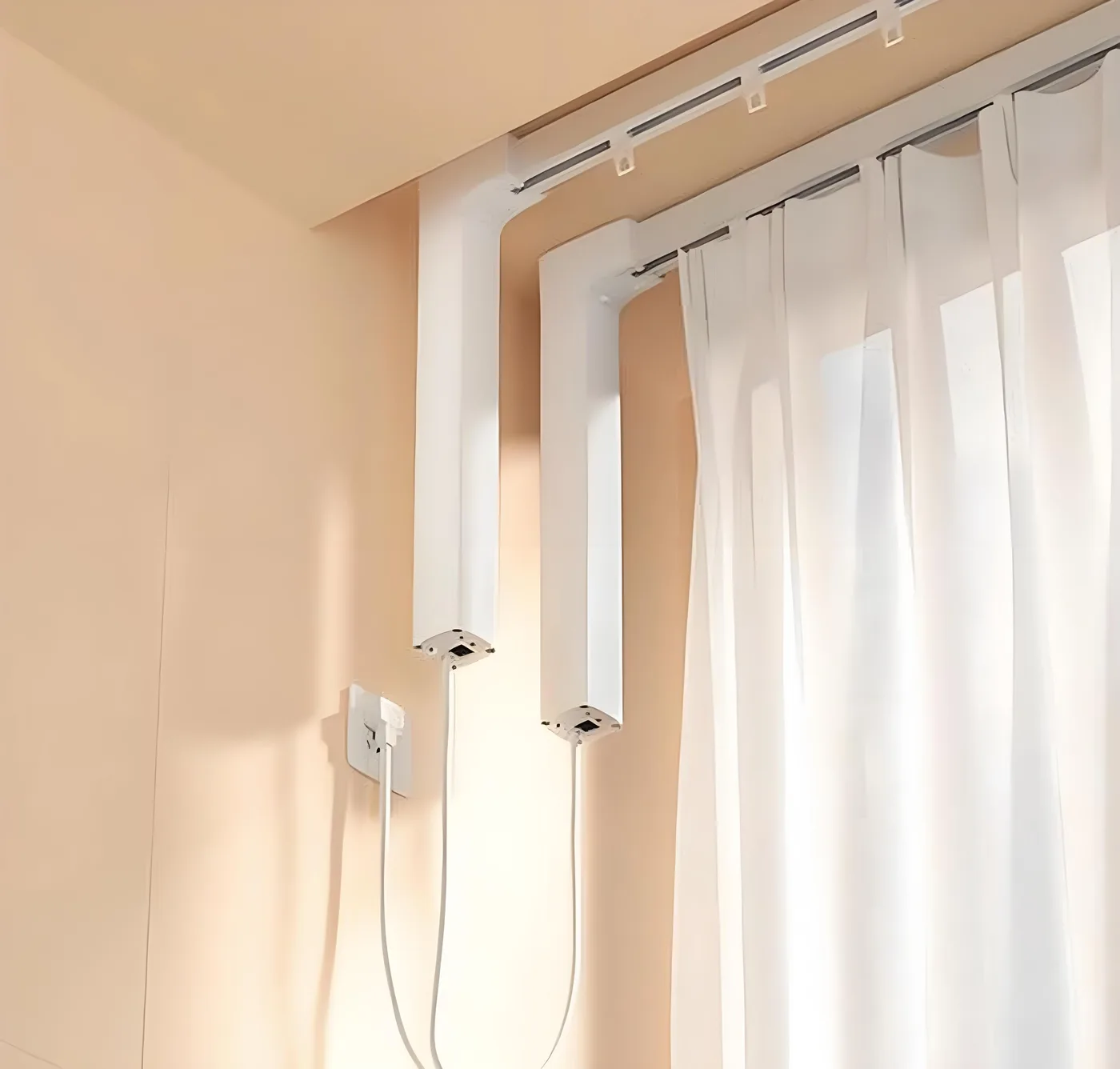 tube motor mounted on a curved curtain track
